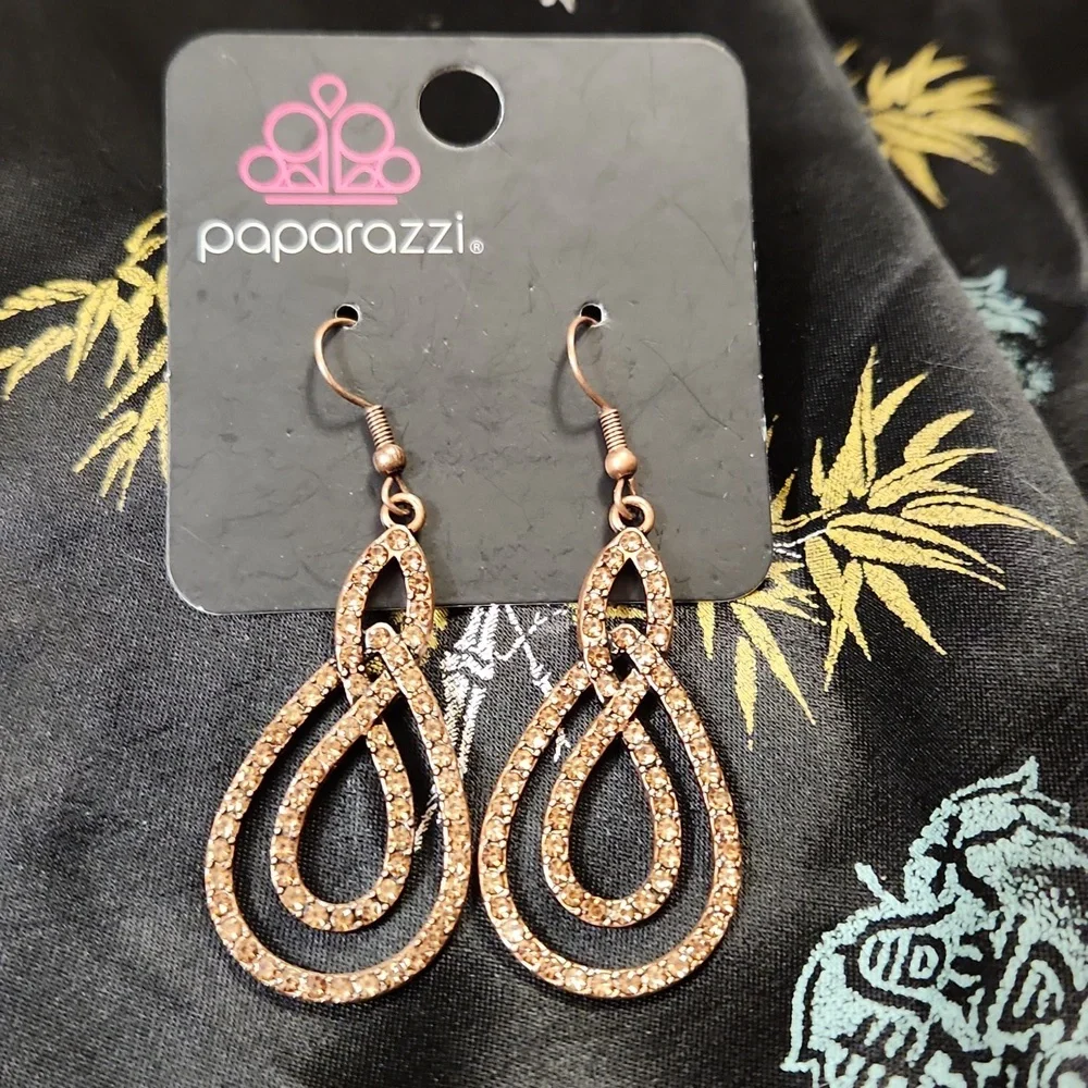 Paparazzi Copper Color Rhinestone Earrings